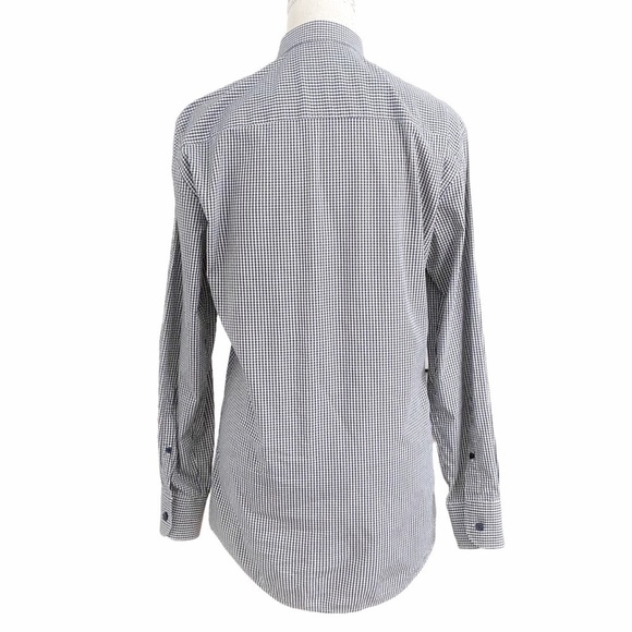 Z ZEGNA BLACK & WHITE HOUNDSTOOTH DROP & FIT BUTTON FRONT BLOUSE - 37 (14) - Picture 3 of 10